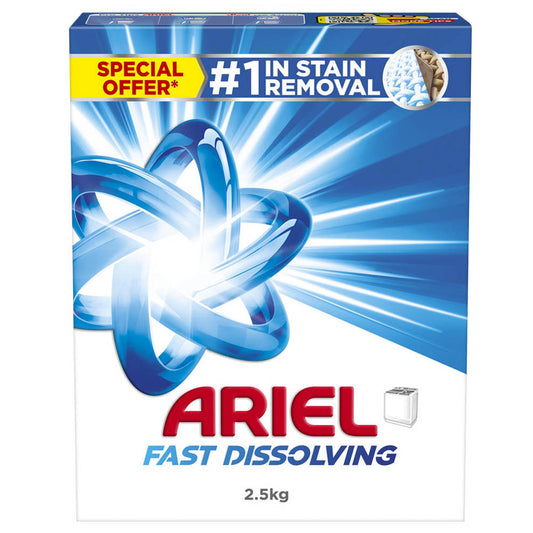 Ariel Fast Dissolving Laundry Detergent Powder. 2.5kg