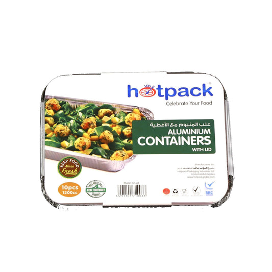 Hotpack Aluminium Containers With Lid. 10pcs 1200cc